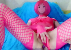 Shemale Anime Cosplay Pink Music Masturbation