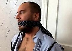 Cleave gagged men, gay hand gag, police tied up gagged