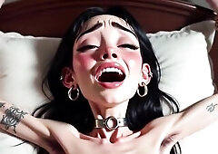This super slim hotty is tightly bound in rope slavery with her legs widen wide. Her hirsute vagina and unshaved armpits are fully nude as that babe g