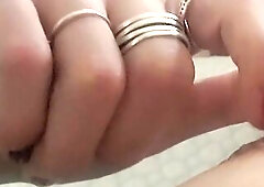 Pulling on my nipp, breast milk comes out