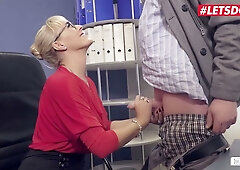 German milf Lana Vegas cheats in the office with a BBC
