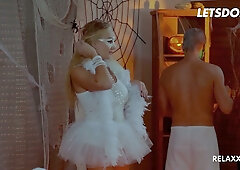Kayla Green and Steve Q dive into fierce Halloween passion with painted bodies and masks