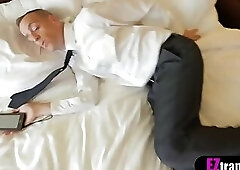 Busty escort shemale babe ordered and fucked in a motel