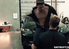 Mechanics boy Brandon Anderson deep throats