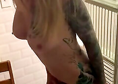 Latina TS cums backing up on dildo. Cumshot @ 00:31