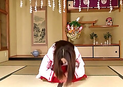 Sexy Karate girl with giant boobs sucks a hard dick