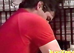 Very horny Steve Scott wants to burst cum so he gets sucked by a muscled gay