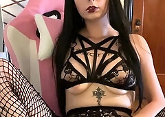 Hot Brunette In Stockings Masturbates Hard