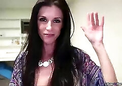 Horny brunette likes cock stroking