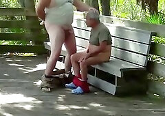 Outdoor Bareback: Chubby Guy Fucks Silver Daddy
