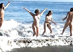Breathtaking hirsute angels have a fun and play hot in the beach
