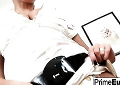 Breasty Daria gets her hirsute twat drilled and jizzed on