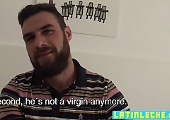 Teen bareback fucked by his boyfriend and old stepdad