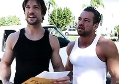 Stunning business lady in bright yellow dress goes nuts about MMF threesome