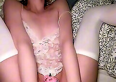 White guy fucks 18+ TS in chasity