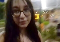 Strolling in the mall alone in the darksome