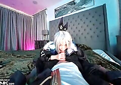 VR Conk: Horny Asian In Costume Gives Deepthroat And Cums With Moans In A Game Cosplay Parody