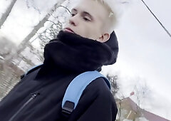 Super-Hot uber-cute teenie lads three-way no condom bang-out in a country building