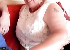Bulky big beautiful woman granny aged plump banging hard with youngster dude