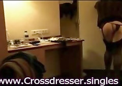 French Crossdress in hotel