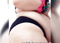 Your Huge GF Disrobes for U, big beautiful woman, Polka Dot Underware, Booty Worship