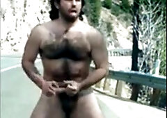 Hairy Bator Jerking Off by the Road 8