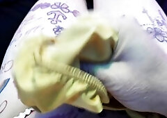 Sissy CD/TS jerks off with silk pants