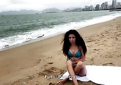 Sweetheart Can I Cum On Your Breasts? - Public Ramrod Flashing On The Beach