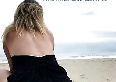 Overexcited mother I'd like to fuck saddled a stranger resting on the beach, sat down with her narrow anal opening on his obese rod and persuaded