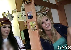 Watch this hot babe Culo get her tight ass drilled while she gulps down his hot load