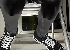 Pissing Skinny Jeans On Balcony