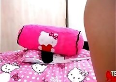 Latina big tits masturbates big cock