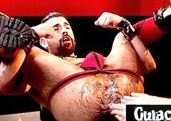 Pierced muscle dude fists and pounds a furry stranger