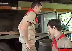 BoyScouts sneak off for their first gay sex