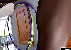 Busty Asian ts cop Venus Lux jerks off