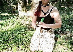 Sissy Molly hottie and cucumber ???? toy in the forest