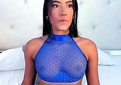 Naughty Asian milf Julia solo masturbation close up