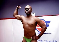 Mixed wrestling, huge cock, swimsuit