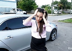 Gorgeous secretary Alexandra fucks with a horny factory worker