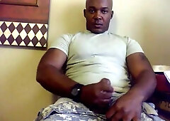 Beefy Black Soldier Jerks Off & Cums 6