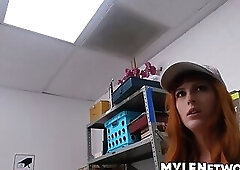 MILF Alex Harper stole some lingerie and now she is fucked while wearing it by a store guard