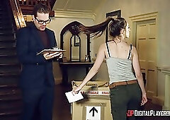 Kimmy Granger is fucking her landlord in his library, and enjoying as much as he is