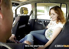 Young brunette girl gets fucked in the taxi