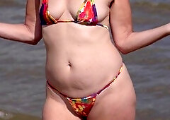 I tease my partner on the beach