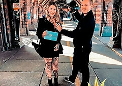 Good-looking busty blonde Mia Blow rides on a big penis in the bed