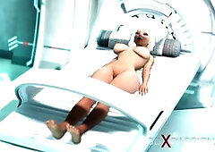 Shaved pussy, shemale fucks girl