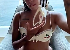 Seductive Brazilian Fer Mota teases her curves during sensual bikini play