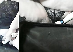 Hitachi on small pantied clitoris - SSBBW Crossdresser