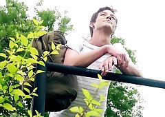 Chester Chews On Cock Outdoors