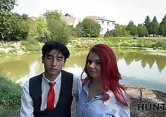 Hunt4k. redhead call girl cheated on her bf in public and toyed with her Natural Tits